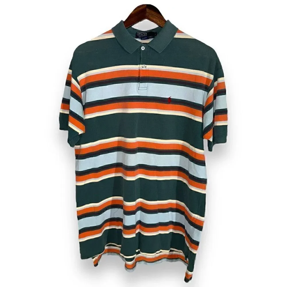 Green Polo Ralph Lauren Made in USA Pique Polo Shirt Size L